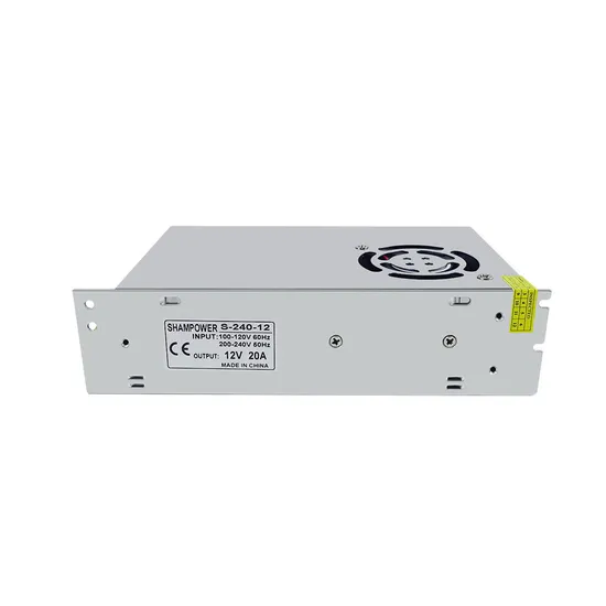 Shampower 12V 20A 250W Single Output Switching Power Supply with Fan for COB LED Strip Light and CCTV Security Cameras 
