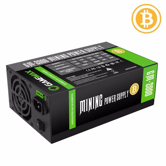2000W Bitcoin Power Supply, PC PSU, 9xgpu Card Supported, Professional Mining PSU Design Basis 