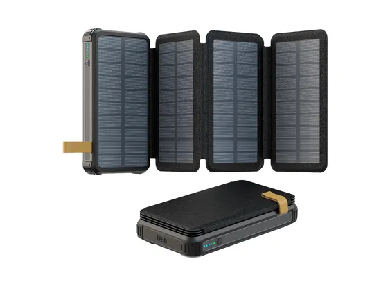 10000mAh Foldable Solar Power Backups Power Bank with 3 Panels with Covers 