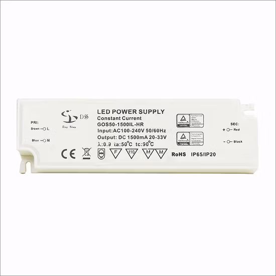 50W UL TUV CCC CE Dimmable Constant Current LED Lighting Drivers with SCP Ocp Ovp Otp